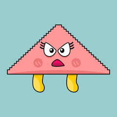 angry flying pyramid cartoon icon vector for kids product and comic book