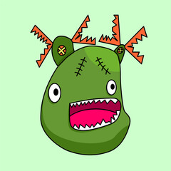Avocado Shocking Turn in to Monster Chainsaw Suitable for Character in the Kids Comic Book