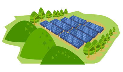 山の斜面のソーラーパネル © freehand