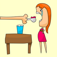 little girl bribed strawberry syrup medicine suitable for comic book