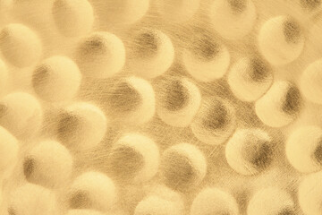 Golden abstract background. Volumetric bubbles pattern. Gold scratched texture. Futuristic style.