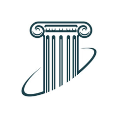 Ancient Greek column pillar, notary, justice and legal service or law office vector icon. Legislation and juridical lawyer firm symbol of Greek column for notarial advocate or juridical counsellor