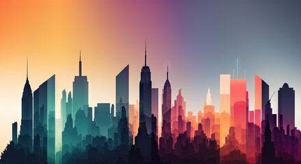 Abstract reimagining of the New York City Skyline created with Generative AI technology
