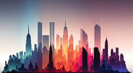 Obraz na płótnie Canvas Abstract reimagining of the New York City Skyline created with Generative AI technology 