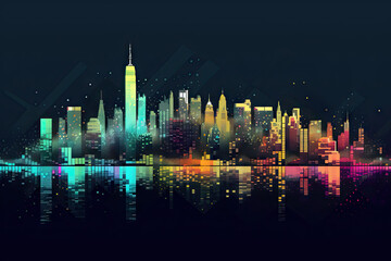 Obraz premium Abstract reimagining of the New York City Skyline created with Generative AI technology 