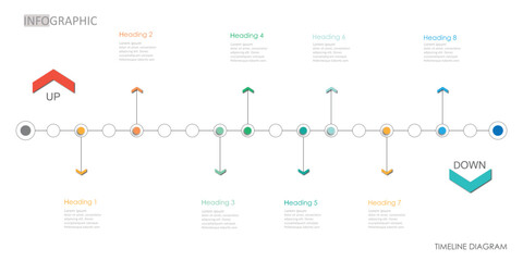 timeline roadmap project diagram Infographic template for business. 8 step modern Timeline diagram with presentation vector timeline roadmap infographic.