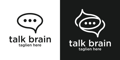 talk and brain logo design line icon vector illustration