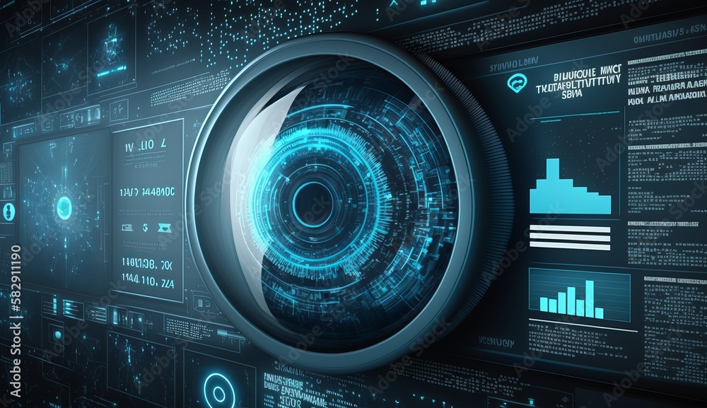 Poster Digital analytics bigdata security background. Generative AI technology.