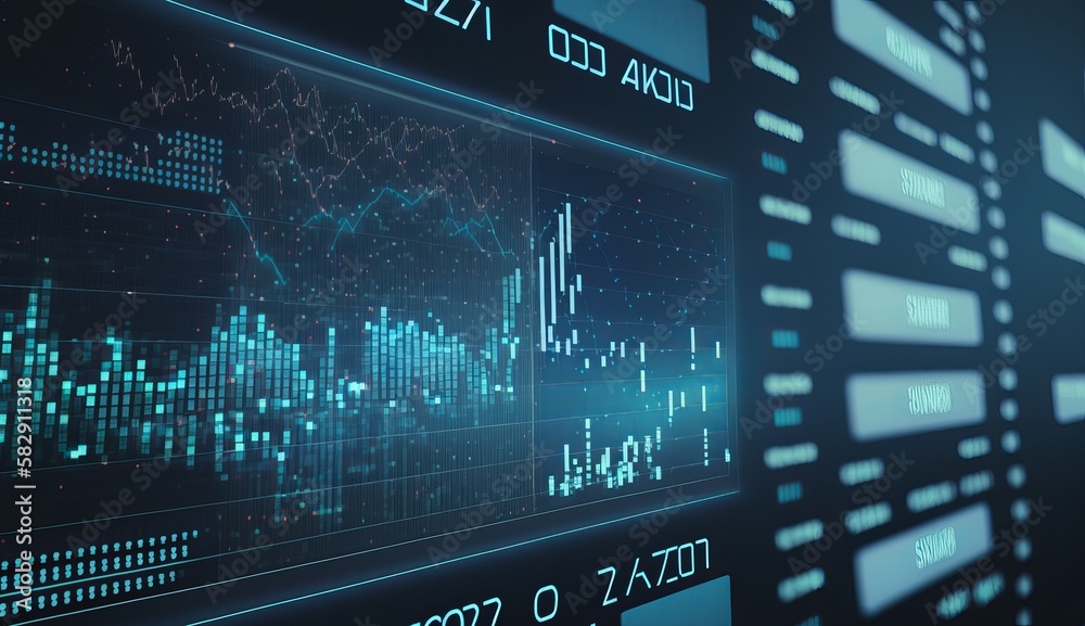 Poster Finance business chart data visualization background. Generative AI technology.