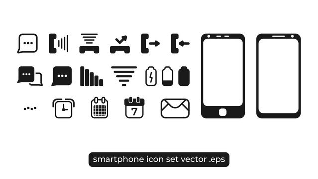Smartphone favorite symbol icon set in vector illustration. Primary smartphone operating system menu logo concept in trendy design style. Editable graphic resources for many purposes.
