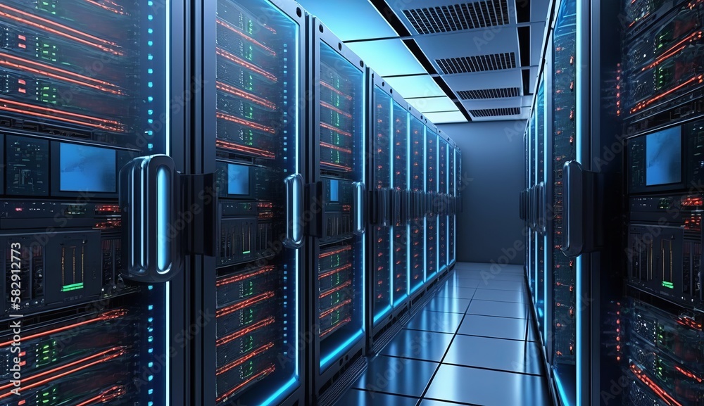 Aufkleber Server racks clouds computing technology at data center room. Generative AI technology.