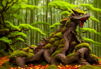 green wooden dragon