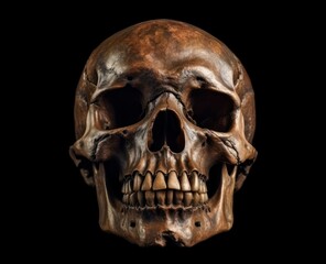 Human Skull on dark background. Generative AI