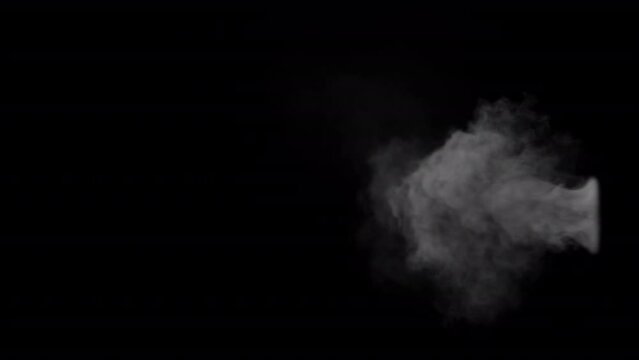 White steam smoke blowing overlay looping isolated on alpha background