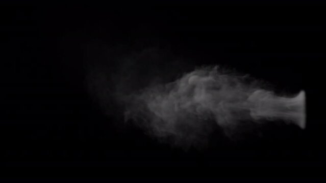 White steam smoke blowing overlay looping isolated on alpha background