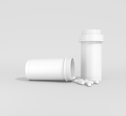 3d plastic pill bottle supplement mockup
