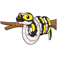 Cute super pastel yellow belly cartoon on tree branch