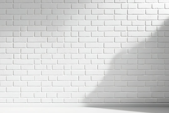 Blank white brick stone wall texture mockup, side view, . Empty decorate building surface or wallpaper mock up. Clear block floor or brickwork structure effect template. Generative AI