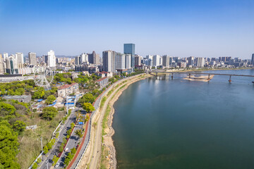 Scenery on the East Bank of the Xiangjiang River in Zhuzhou City, Hunan Province, China