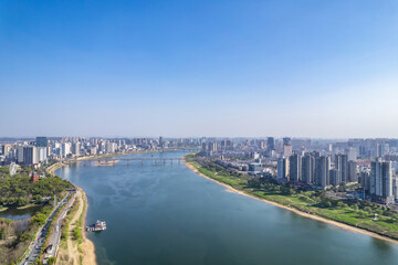 Obraz premium Scenery on both sides of the Xiangjiang River in Zhuzhou City, Hunan Province, China