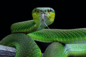 green snake on a white background