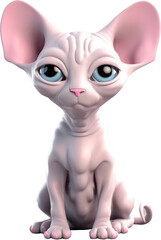 3D cute Sphynx cat cartoon isolated on white, transparent background, PNG, Generative AI