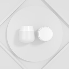 3D white cosmetic container with cream