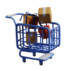 Troley And Box 3d illustration