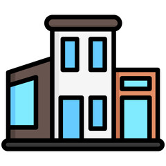 modern house, building multi color icon