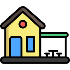 Bungalow  building multi color icon