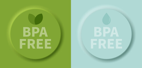 Set of BPA-FREE logo in Neumorphic design.