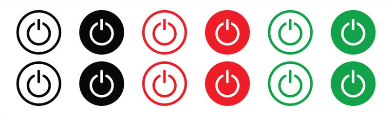 power on off icon set. shutdown icon symbol sign collections, vector illustration	
