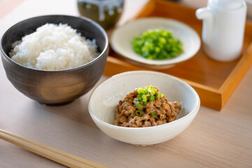 Japanese food Natto ”納豆”.
Traditional Japanese food ”Natto” image.
