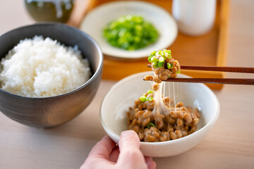 Japanese food Natto ”納豆”.
Traditional Japanese food ”Natto” image.
