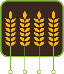 Creative symbol concept with circuit board,Ears of Wheat,Barley, Modern agricultural technology logo 
design template. Icon idea for farming and food production 