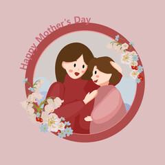 Happy mother's dady poster in flat design style