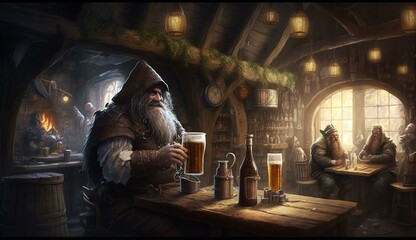Generative AI, fantasy Tavern, medieval Tavern, medieval building,dwarf,zwerg,
fantasy Taverne, mittelalterliche Taverne, mittelalterliche Gebäude.