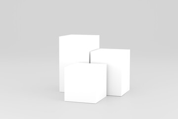 3D. Modern White Square Podium on Geometric Background for Dynamic Presentations.