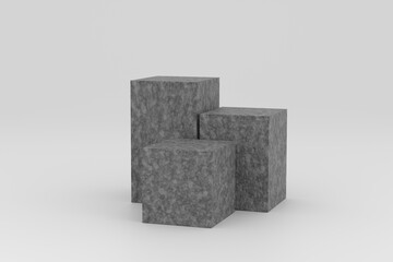 3D. Modern Stone Square Podium on Geometric Background for Dynamic Presentations.
