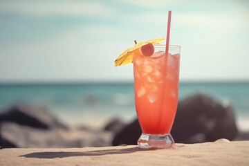 Obraz premium cocktail on the beach. generative ai