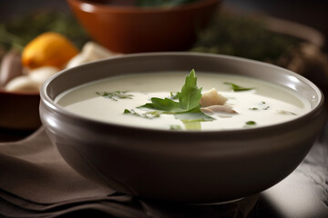 white soup. cream of mushroom soup. generative ai 