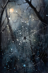 Spider 🕷️, watercolor style  creepy and crawly nighttime dark and mysterious  Generative AI Digital Illustration Part#200323