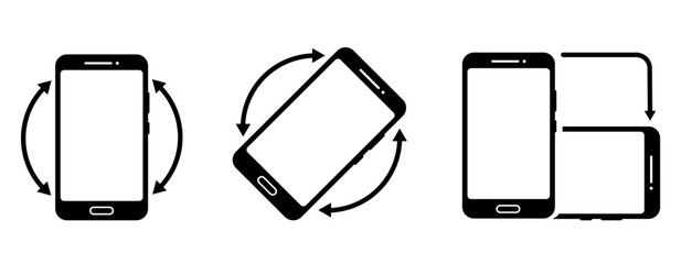 rotate smartphone icons set