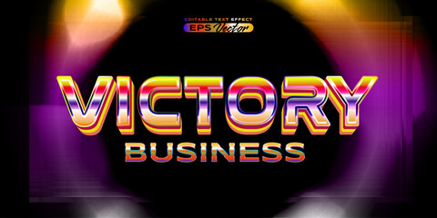 Retro futuristic 80s victory business editable text effect style vibrant back to the future theme with experimental background, ideal for poster, flyer rad 1980s touch