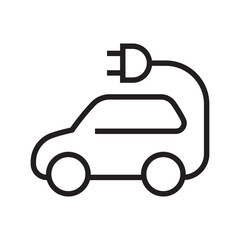 Electric car with plug icon symbol, EV car hybrid vehicles charging point logotype, Eco friendly vehicle concept, Vector illustration