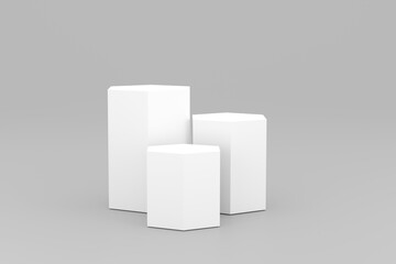 Elegant White hexagon Podium on Geometric Background for Premium Presentations. 3D
