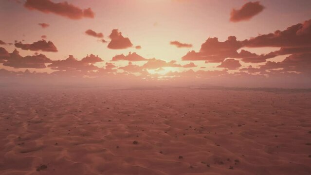 Beautiful sunrise over Dubai desert dunes, Desert Dubai, UAE, Nature