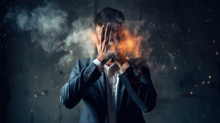 businessman Hot-Headed  Stress and Burnout in Management, GENERATIVE AI