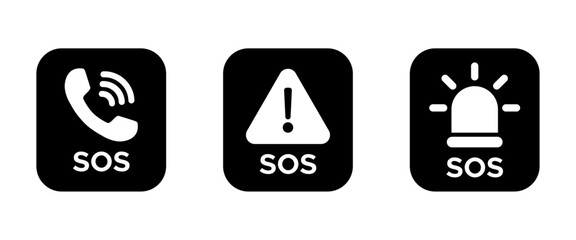  SOS Emergency vector icons set
