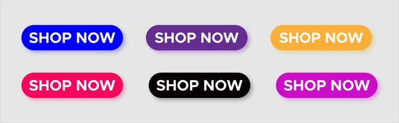Fototapeta premium Shop now vector buttons set
